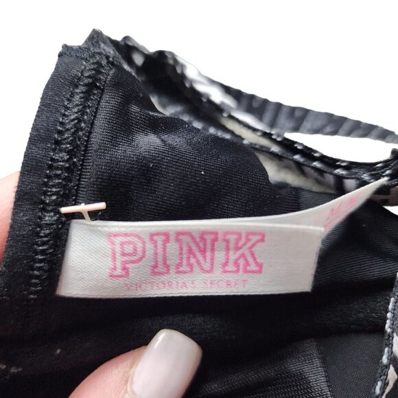 NEW PINK Victoria's Secret Bralette Black Logo Strappy Back Women's Medium - Picture 7 of 12
